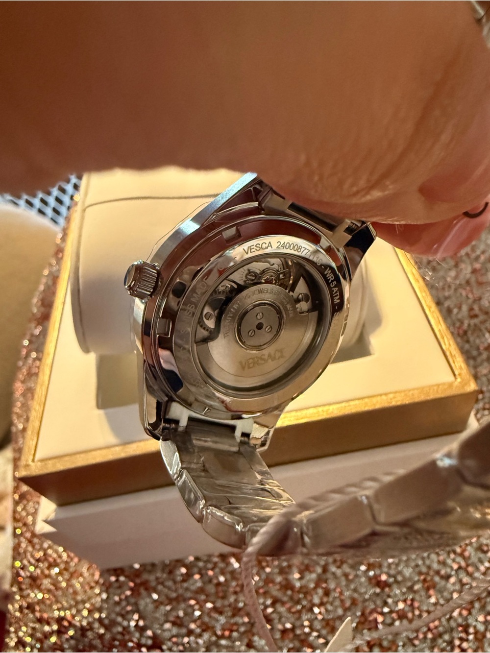 Versace Men's Silver Watch with Turquoise Dial - Picture 13 of 14